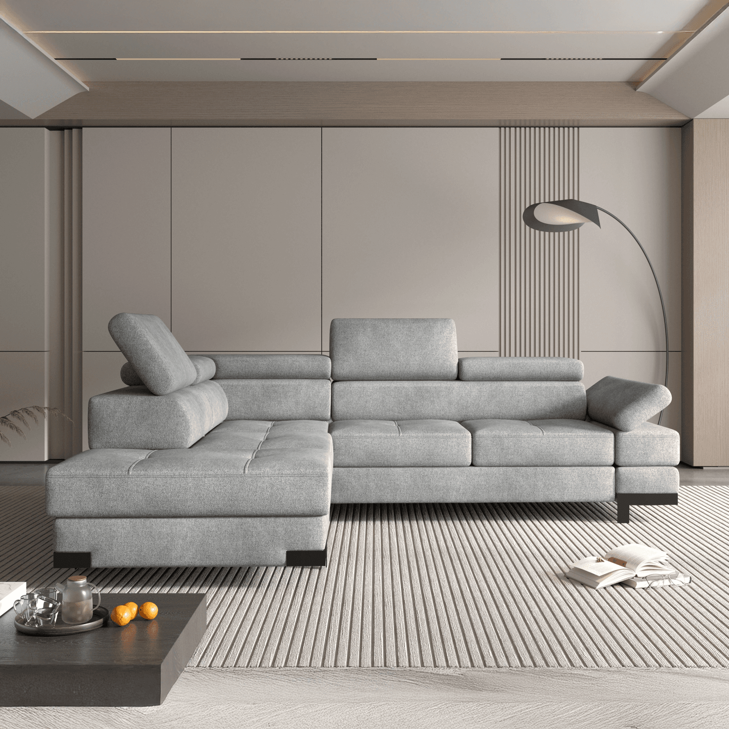 Stylowy narożnik Emporio L regulowane zagłówki