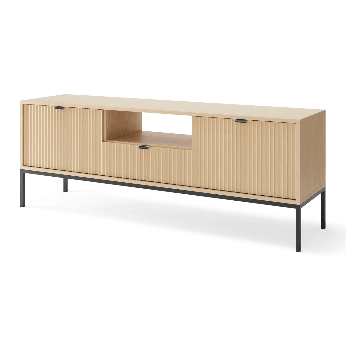 Szafka RTV Crow 154 cm dąb vicenza + czarny stelaż