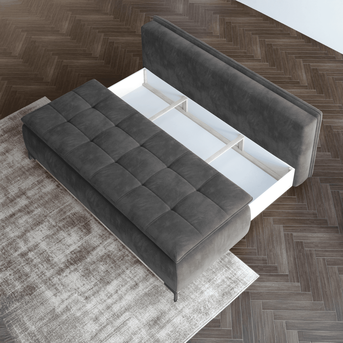 Elegancka sofa Sweet z pojemnikiem na pościel