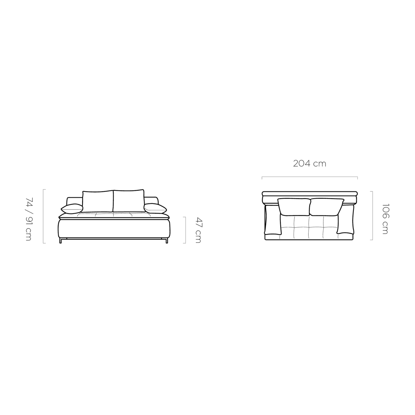 Elegancka sofa Sweet z pojemnikiem na pościel