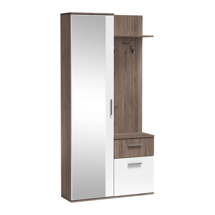 Garderoba z lustrem Nova 97 cm Dąb Truflowy + Biel Alpejska