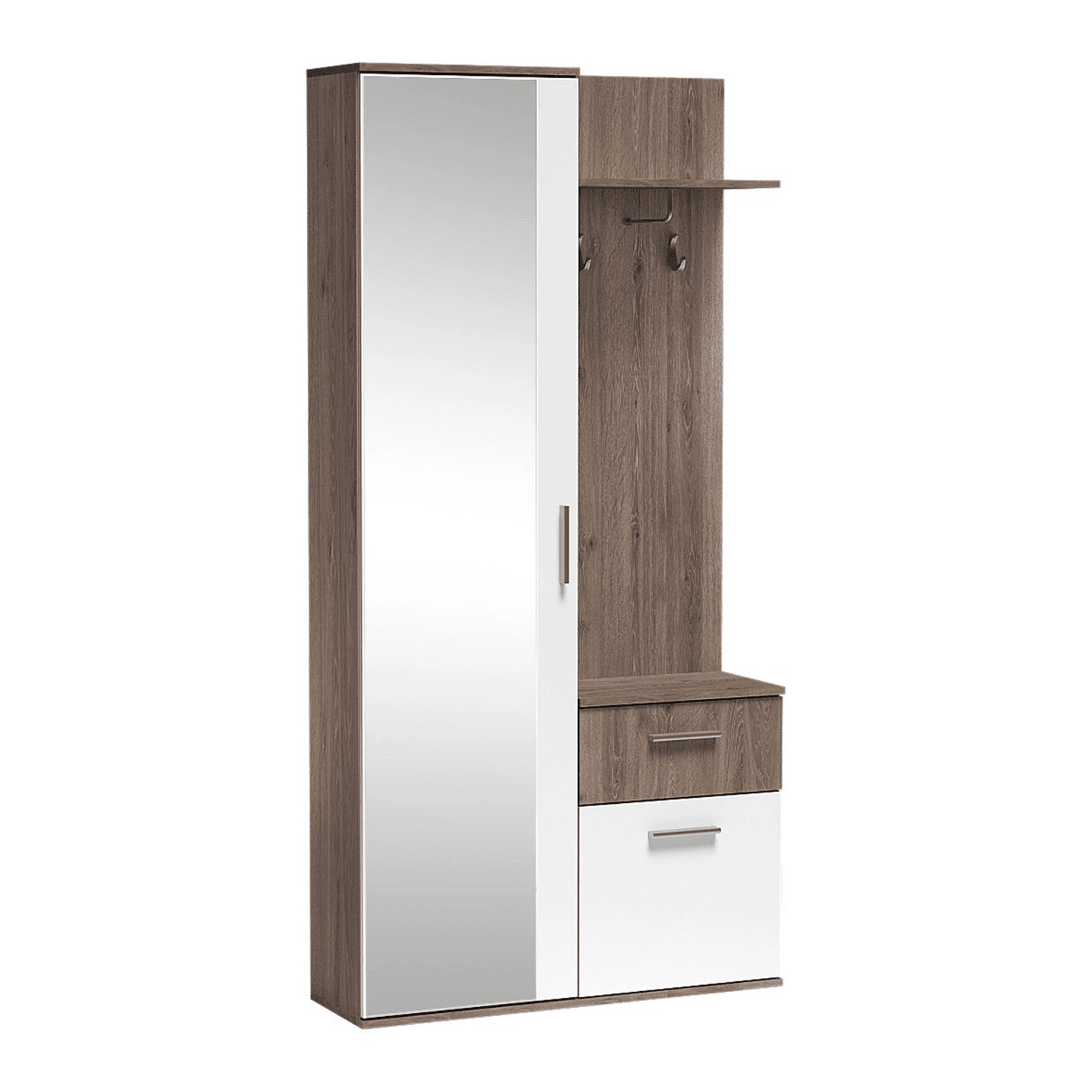 Garderoba z lustrem Nova 97 cm Dąb Truflowy + Biel Alpejska