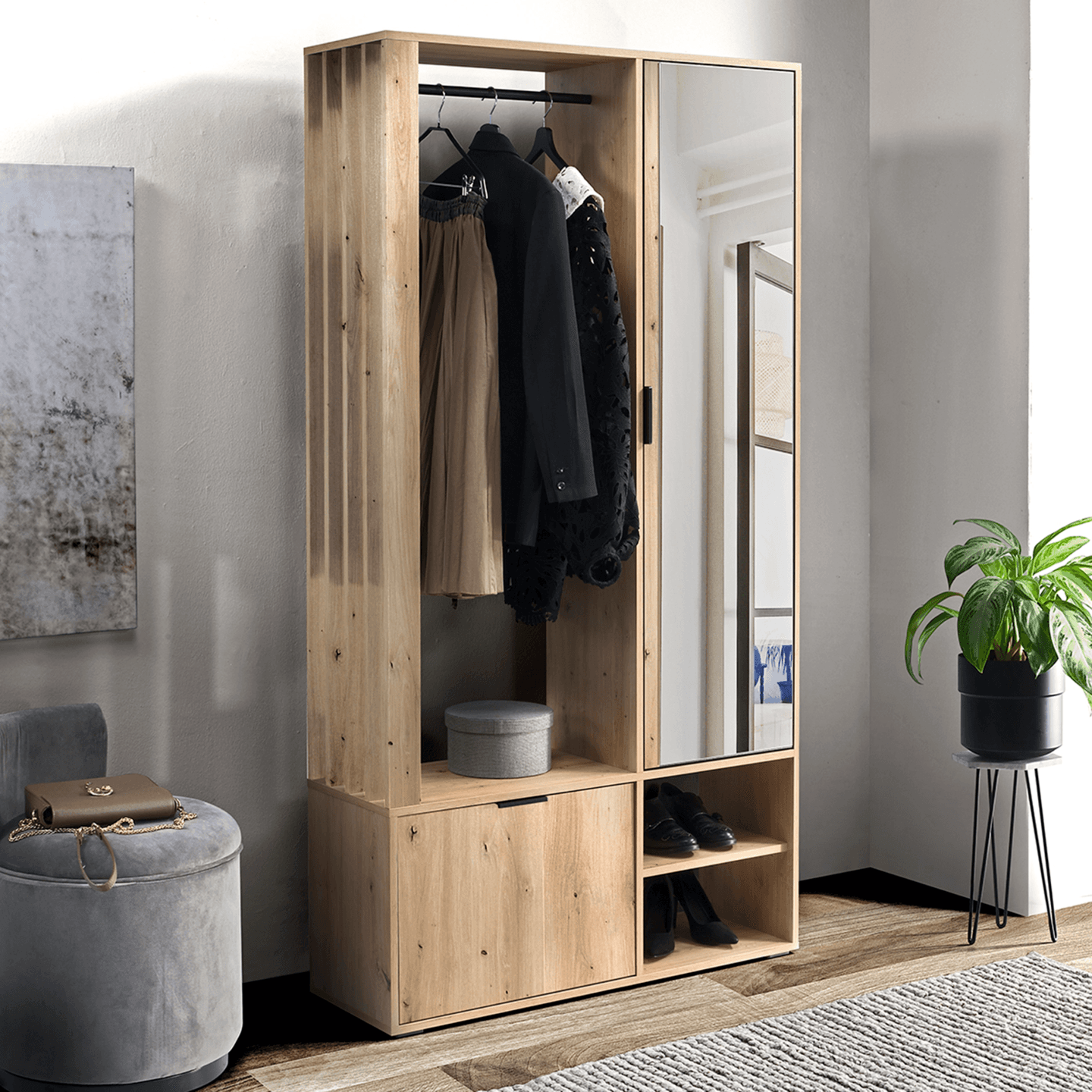 Garderoba z lustrem Vigo 100 cm Dąb Artisan - zdjęcie 2
