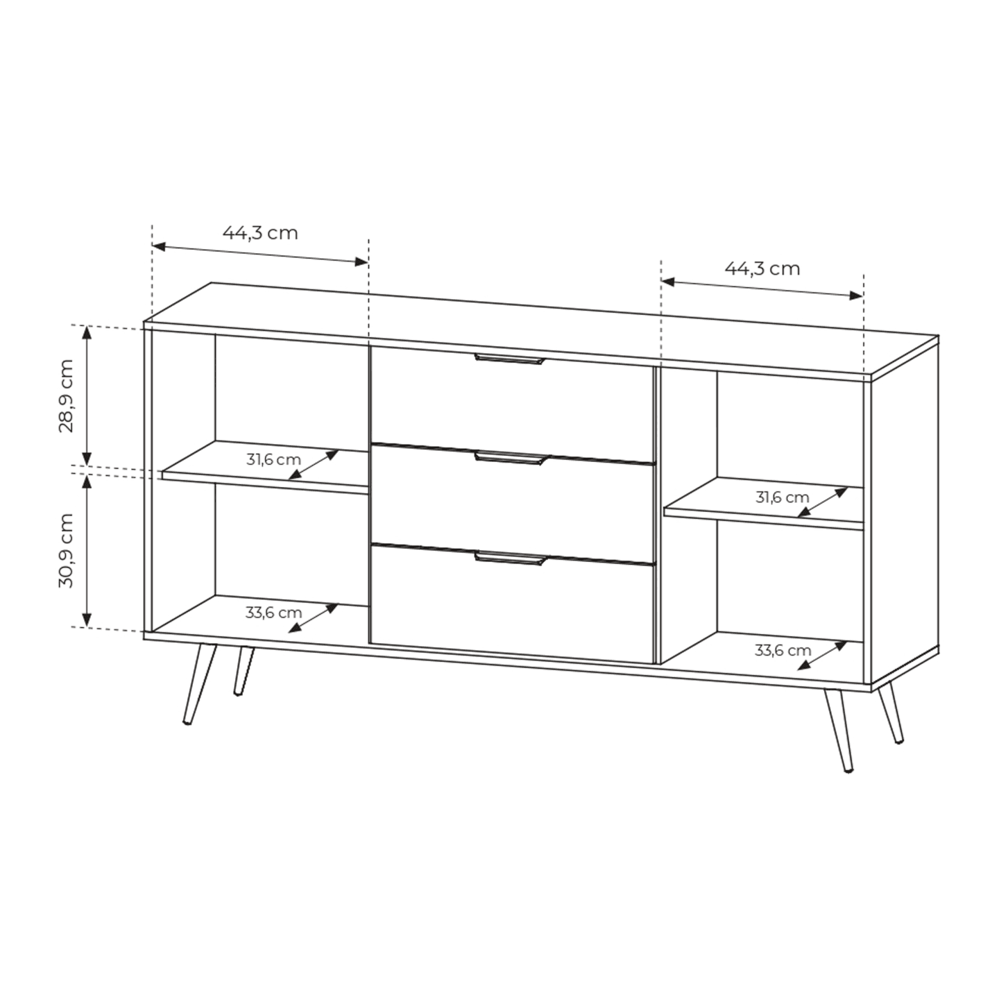 Komoda Novo 153 cm 3 szuflady Dąb Dunin