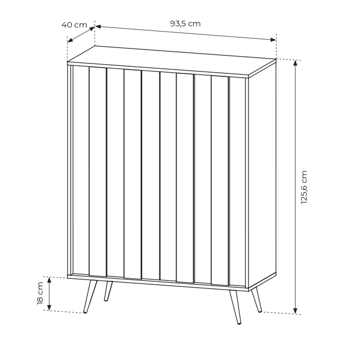 Wysoka komoda Novo 2D 125 cm Dąb Dunin