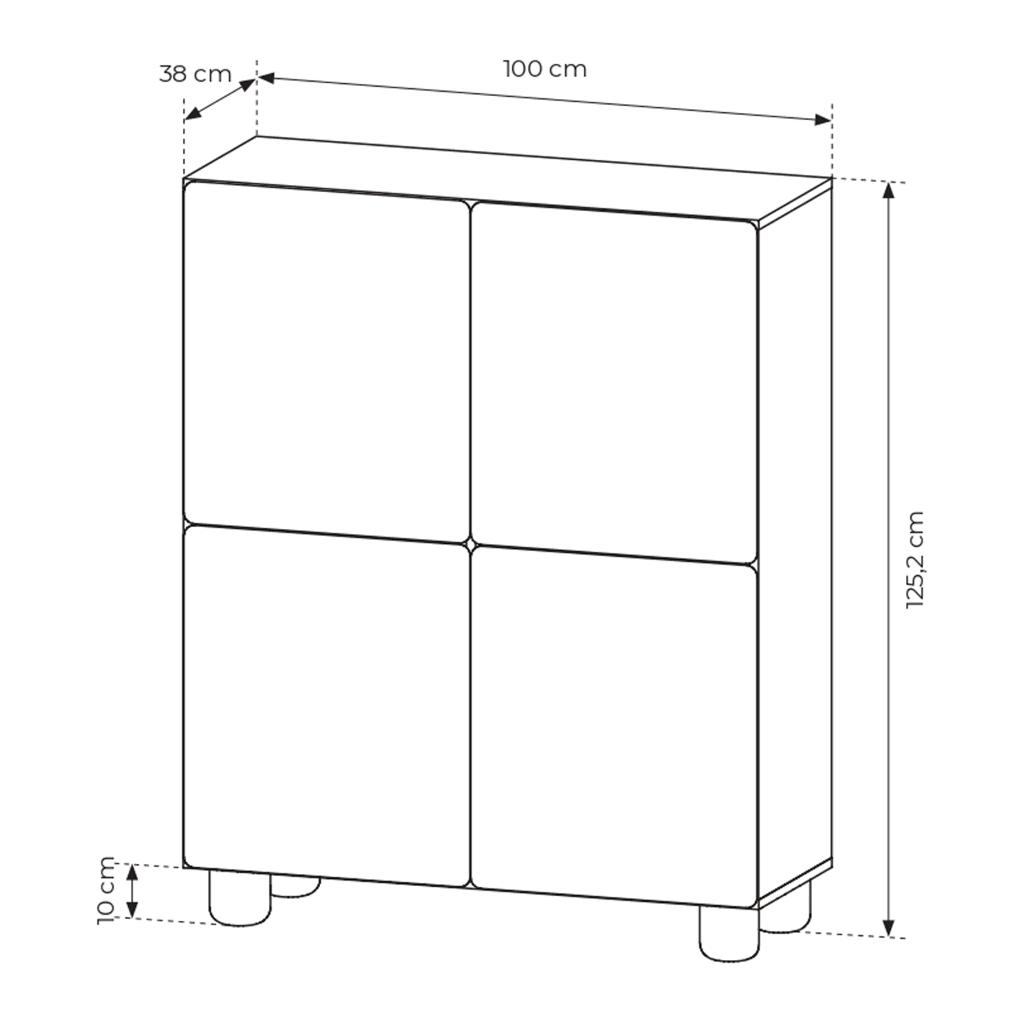 Wysoka komoda Bumi 4D 125 cm Dąb Vicenza
