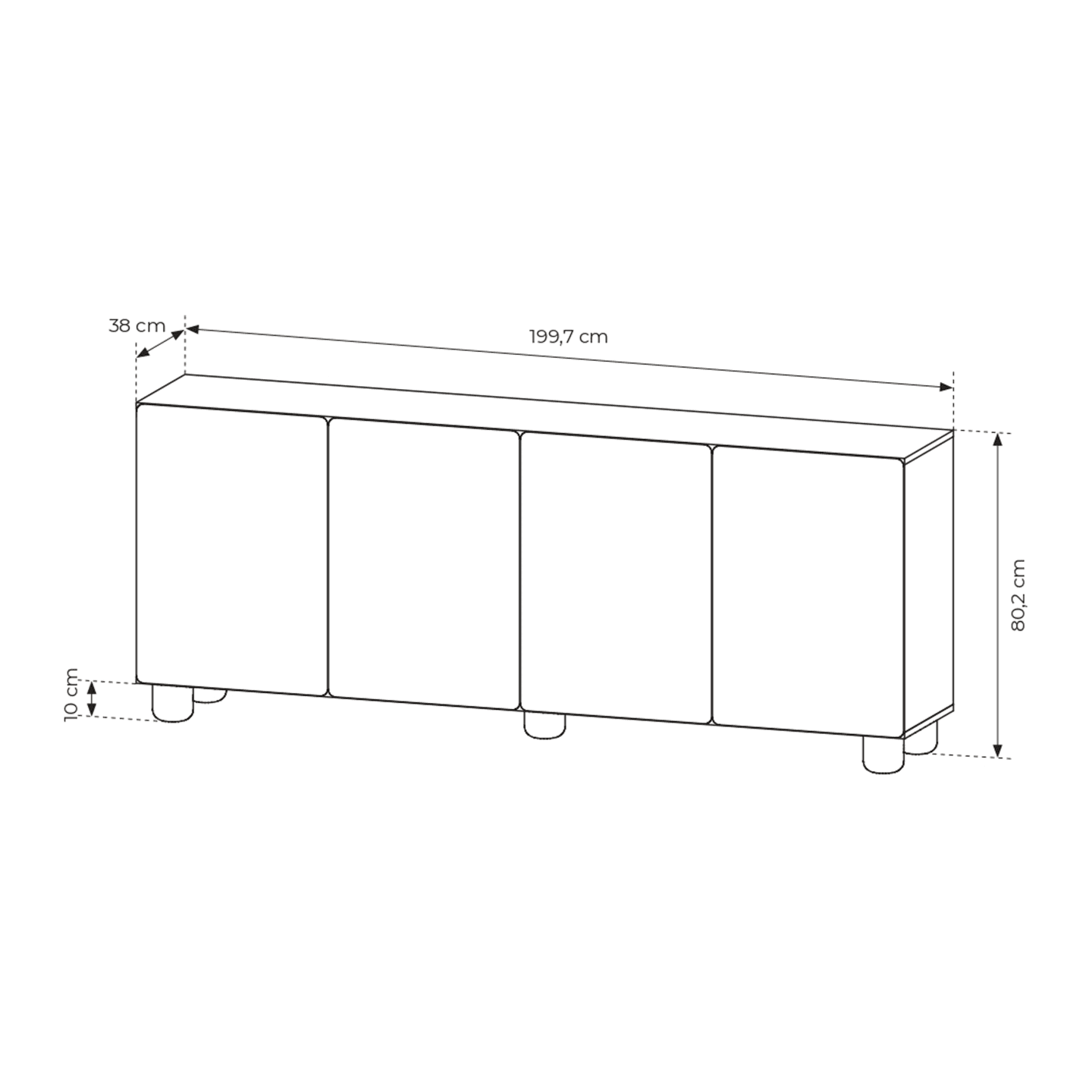 Komoda Bumi 4D 200 cm Dąb Vicenza