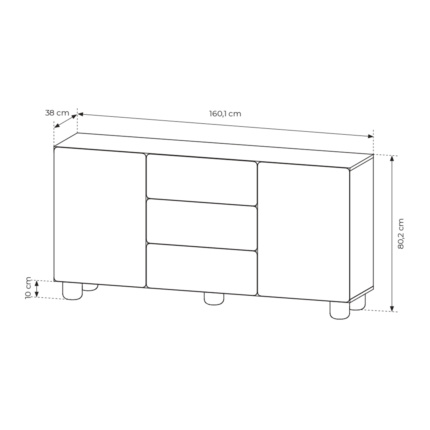Komoda Bumi 4D 160 cm Dąb Vicenza