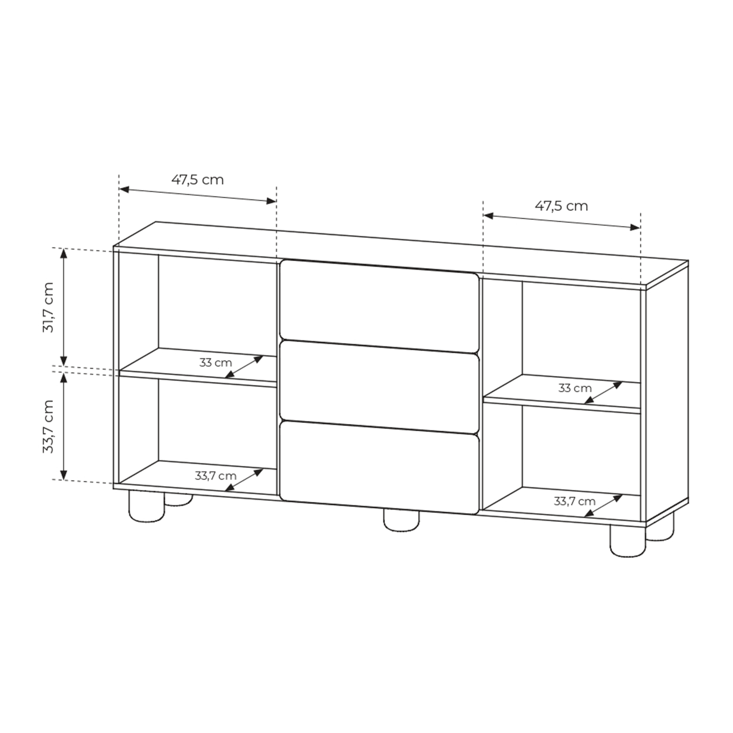 Komoda Bumi 4D 160 cm Dąb Vicenza