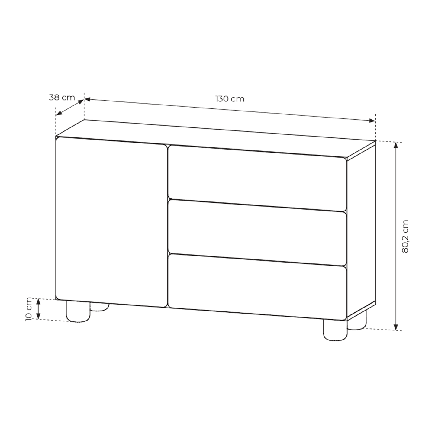 Komoda Bumi D3S 130 cm Dąb Vicenza