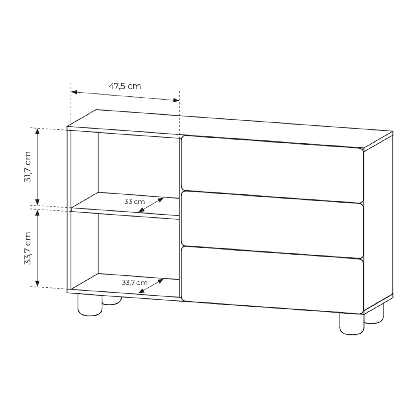 Komoda Bumi D3S 130 cm Dąb Vicenza