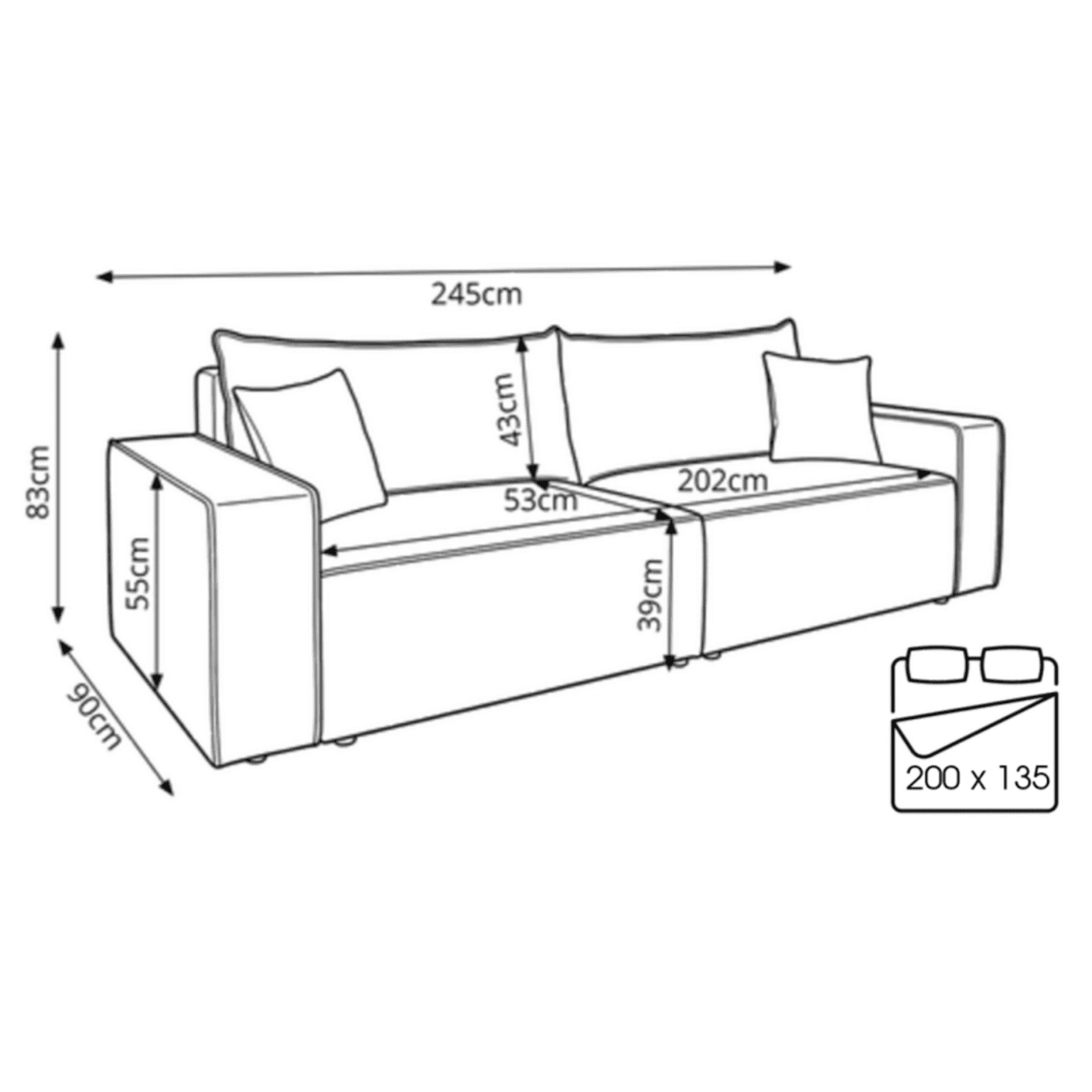 Rozkładana sofa Aron S z funkcją spania