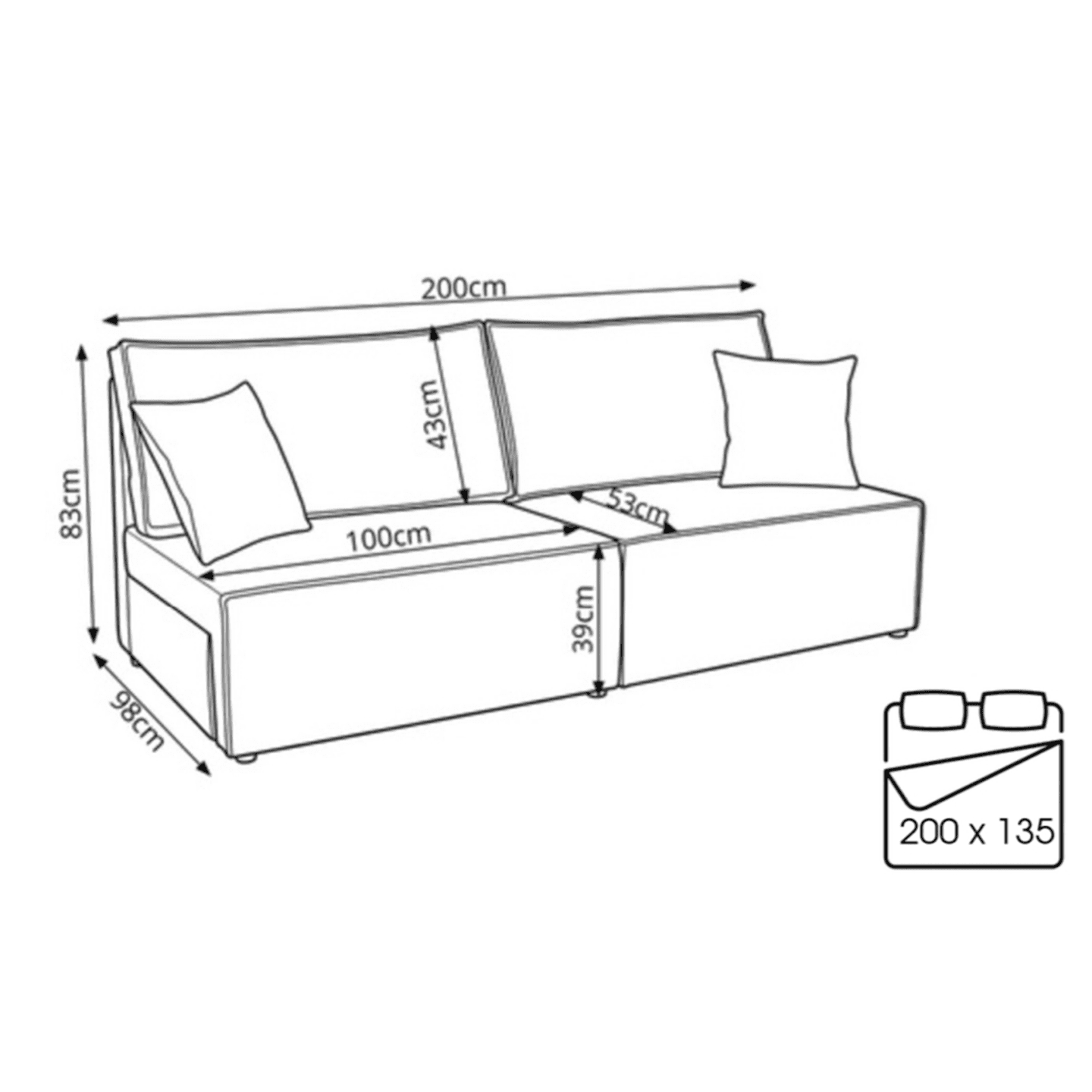Rozkładana sofa Aron S Mini bez boków