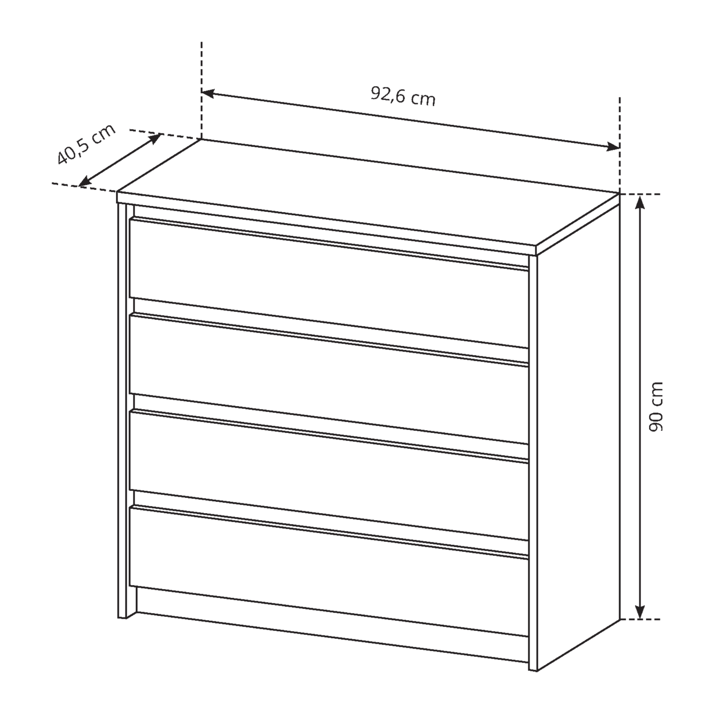 Komoda Aden 93 cm Dąb Kraft Złoty + Biały