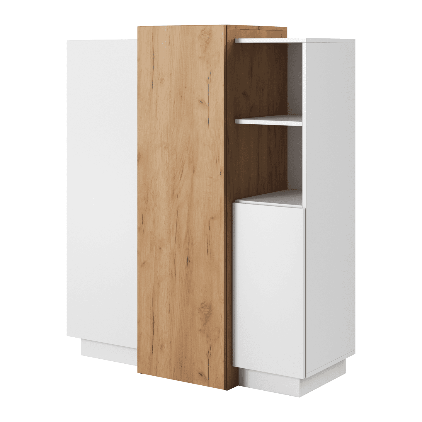 Komoda Abi 110 cm trzydrzwiowa Biały + Dąb Kraft Złoty
