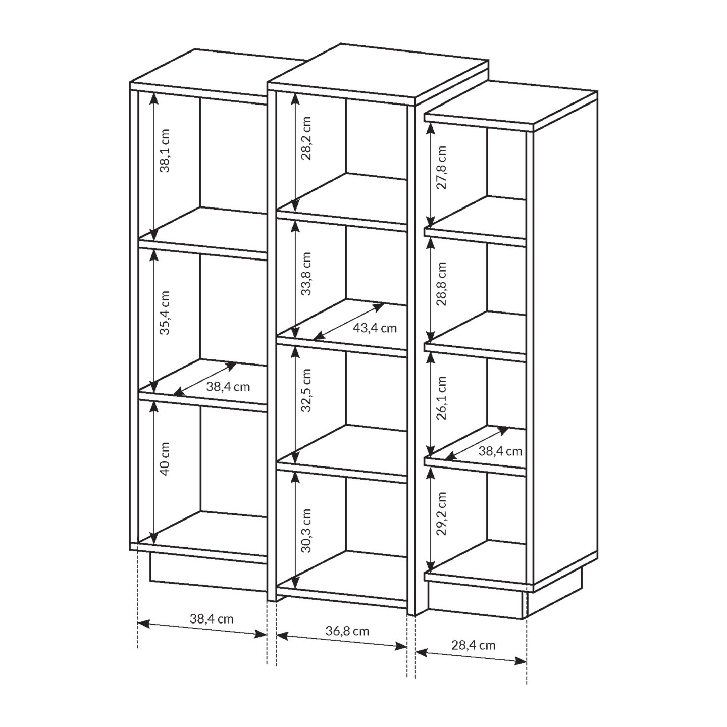 Komoda Abi 110 cm trzydrzwiowa Biały + Dąb Kraft Złoty