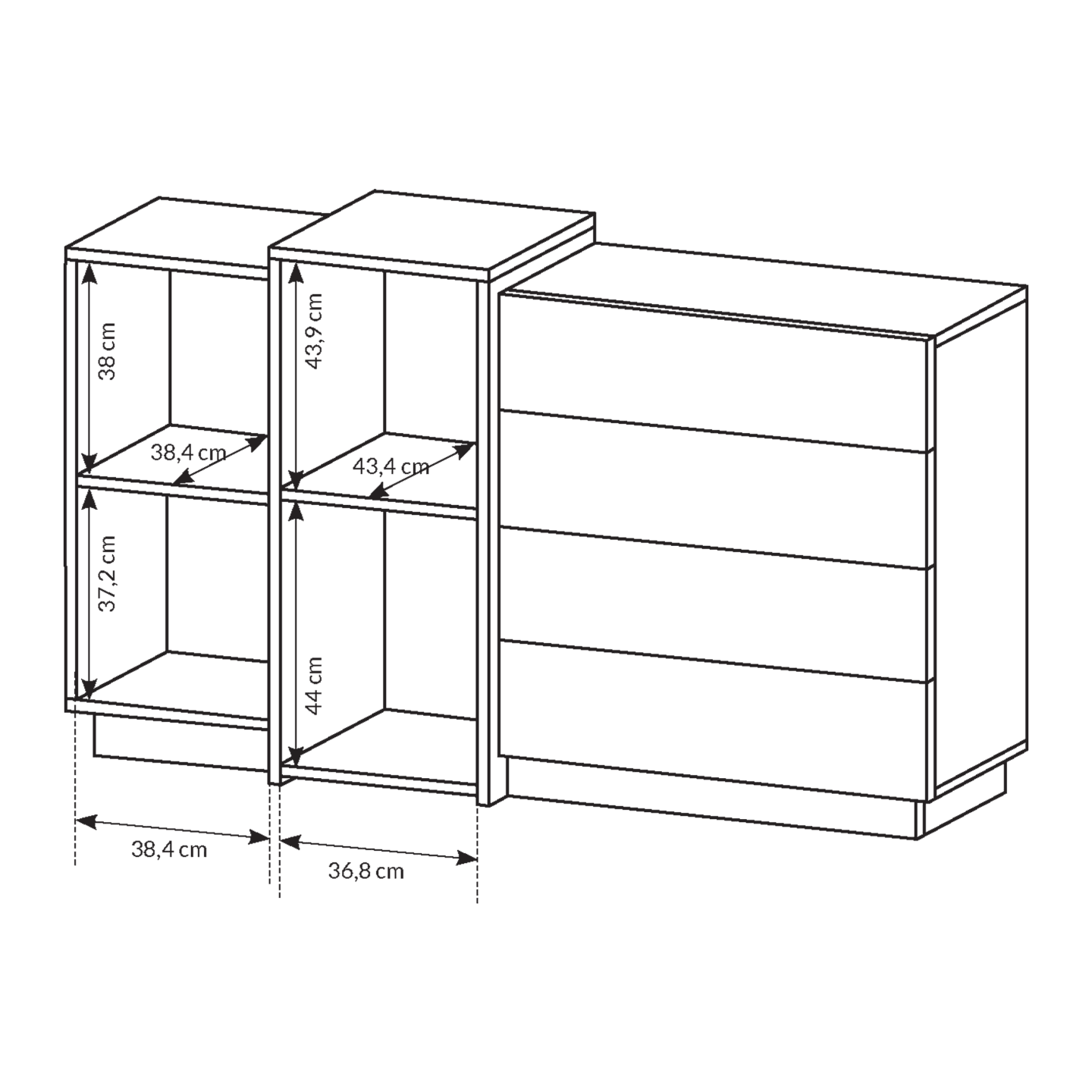 Komoda Abi 160 cm 4 szuflady Biały + Dąb Kraft Złoty