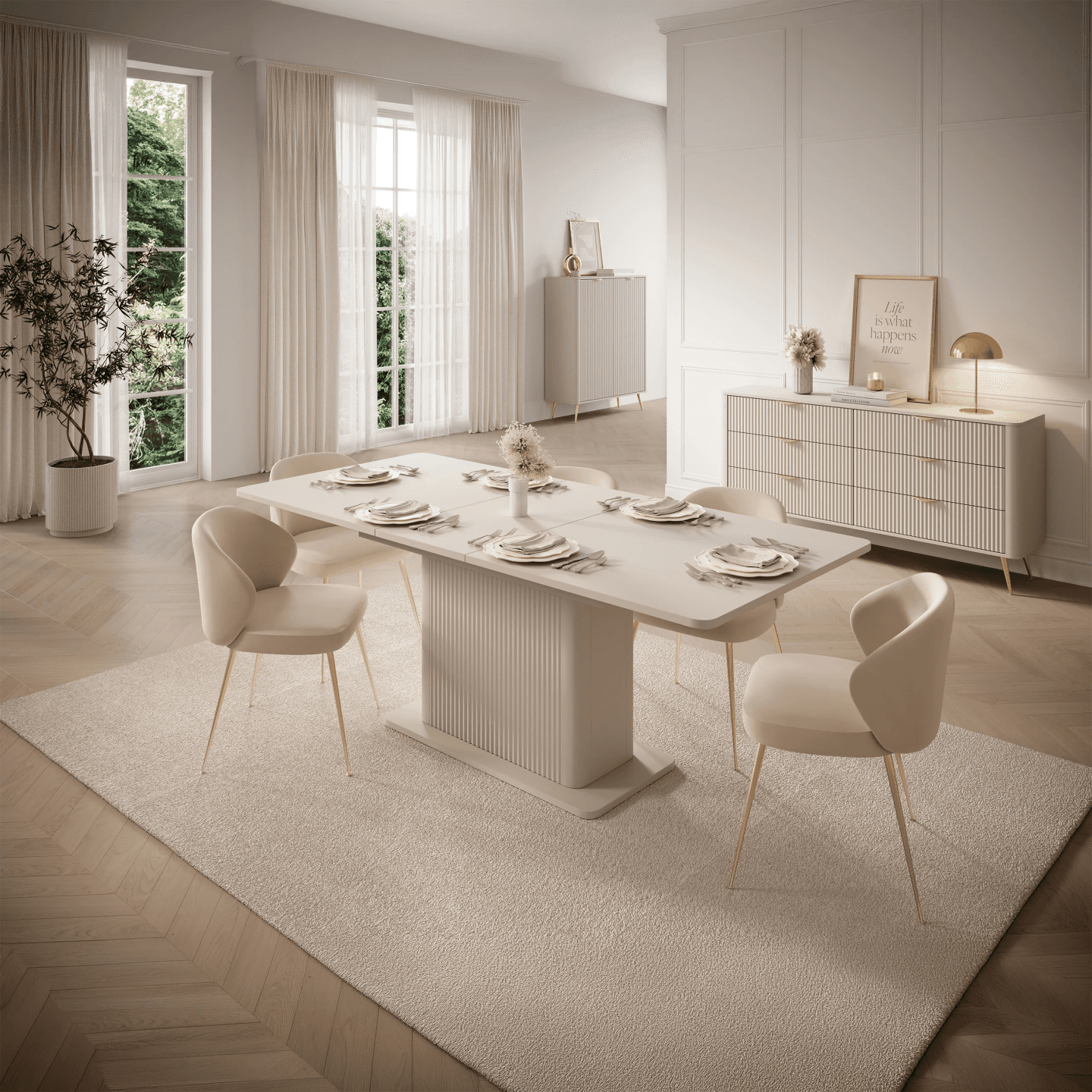 Rozkładany stół Verona 160-200 cm Beżowy - zdjęcie 2