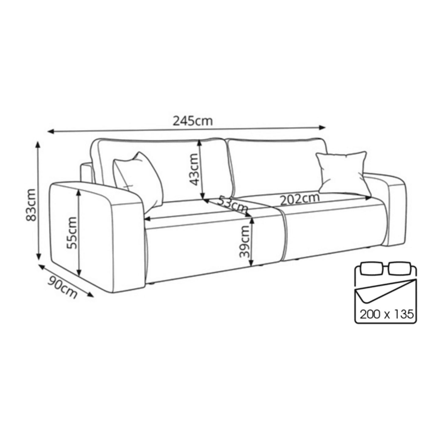 Elegancka sofa LARGO S z funkcją spania | Rozkładana | Tkanina Coral 70