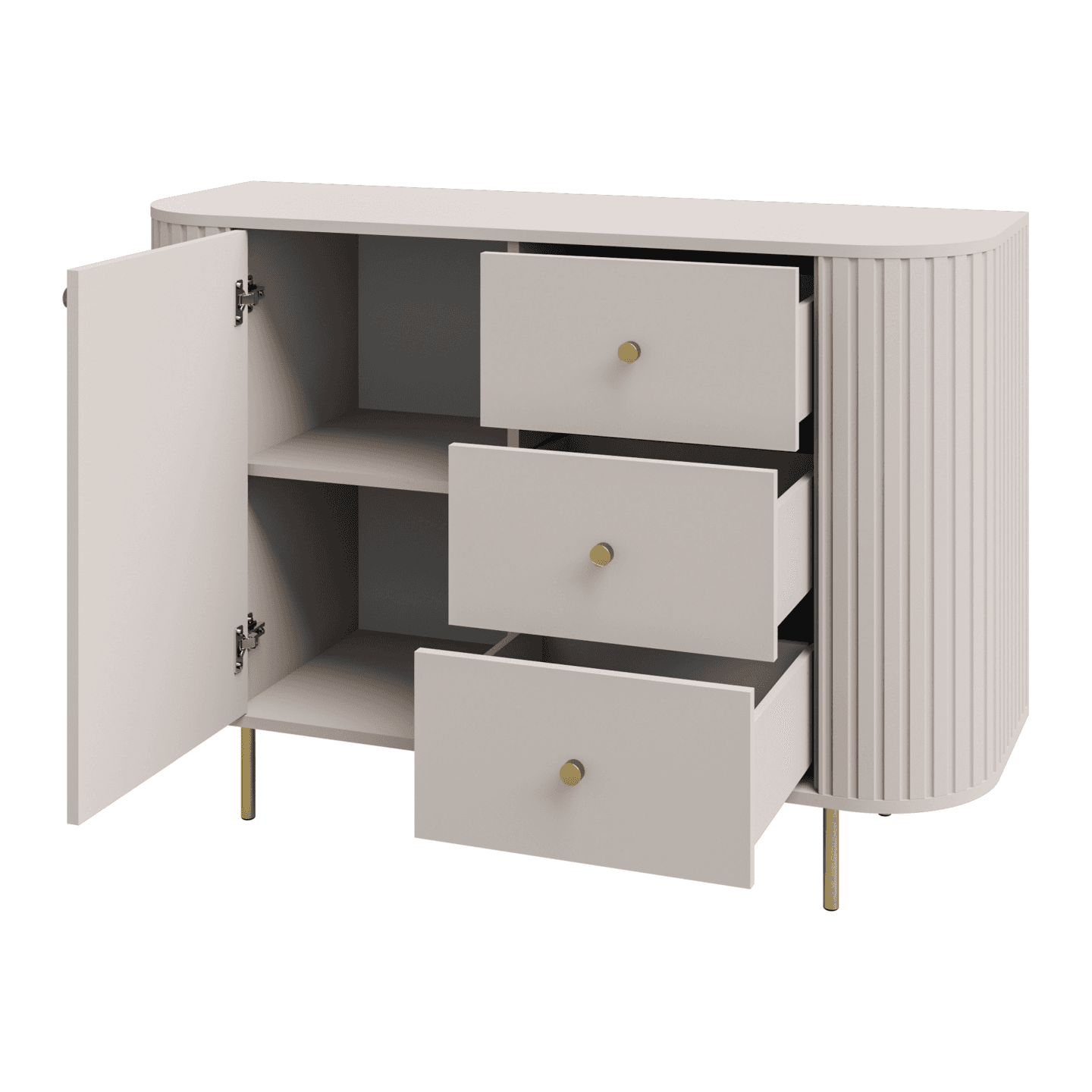 Komoda Fiero 123 cm trzy szuflady Beż piaskowy