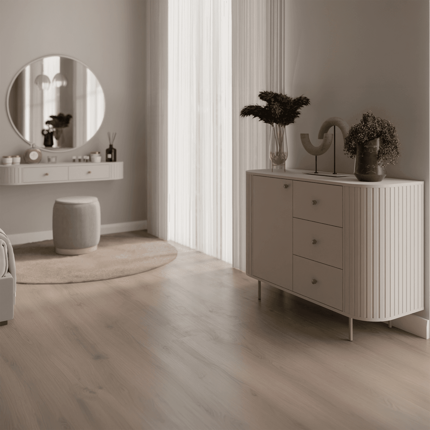 Komoda Fiero 123 cm trzy szuflady Beż piaskowy