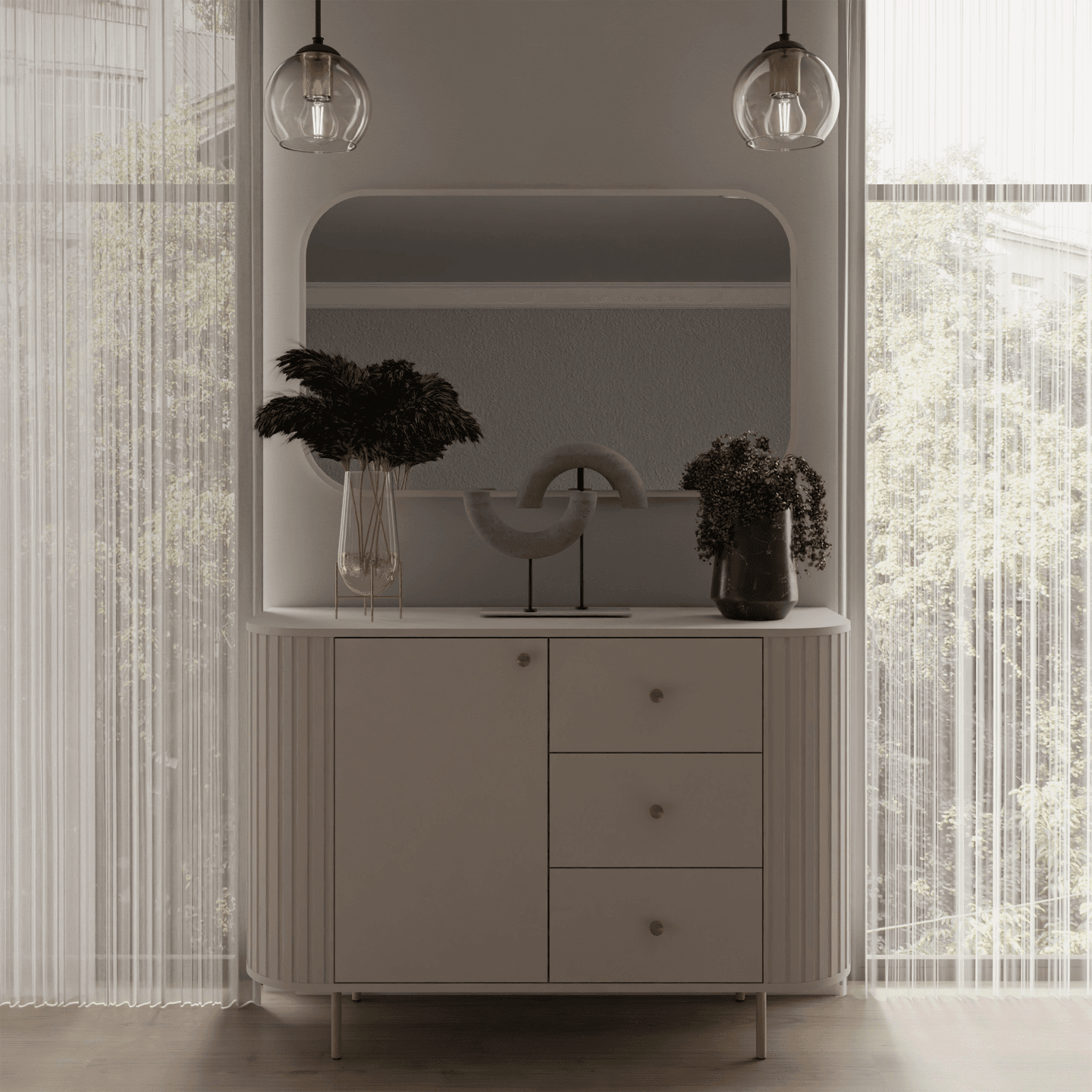 Komoda Fiero 123 cm trzy szuflady Beż piaskowy - zdjęcie 2