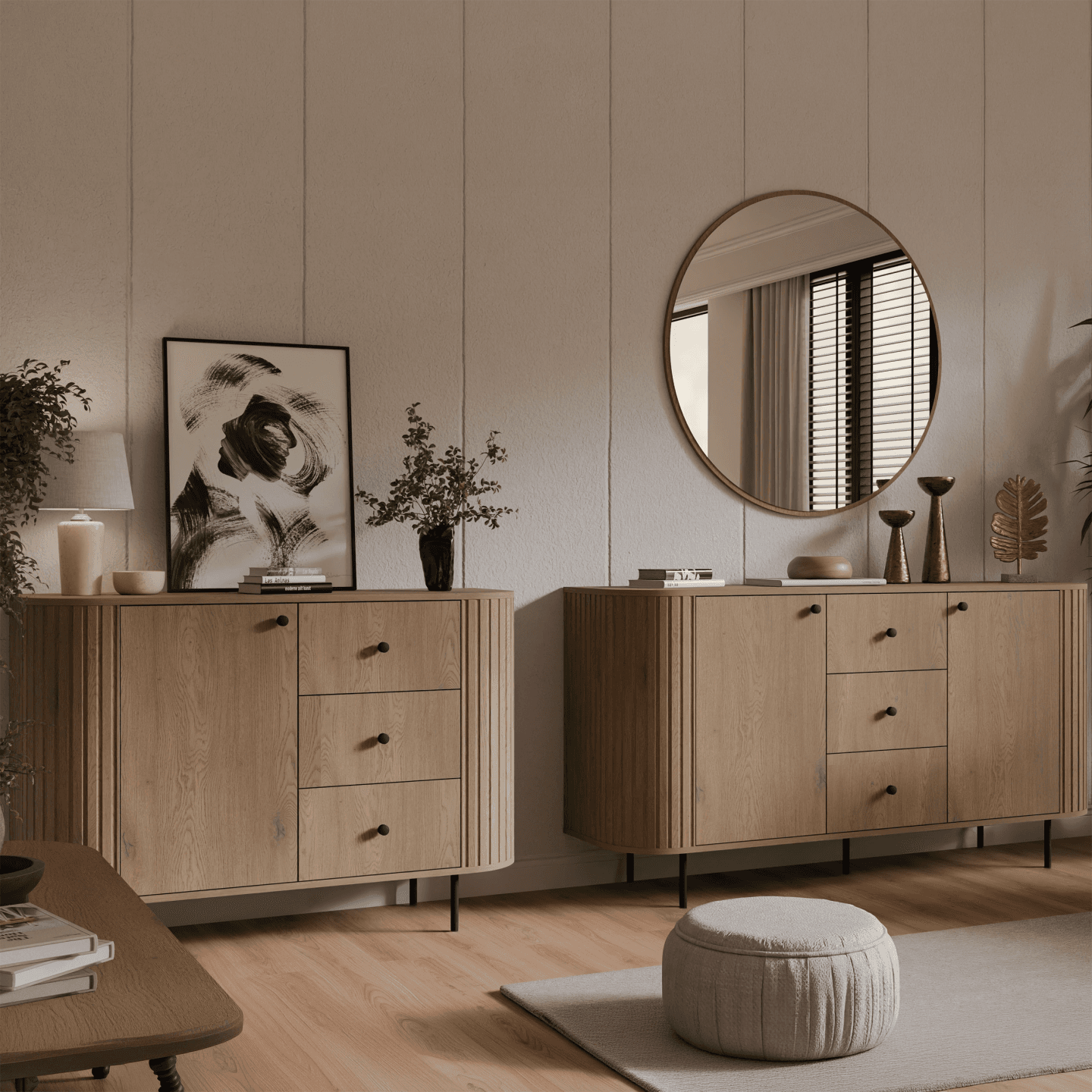 Komoda Fiero 123 cm trzy szuflady Dąb cremona