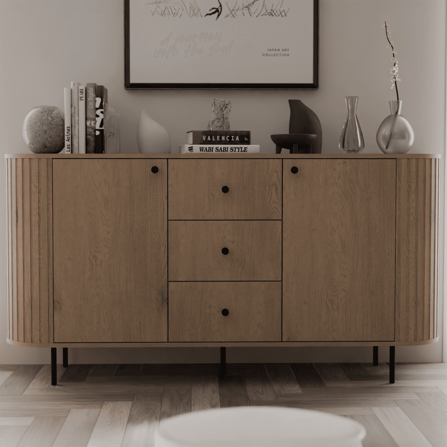 Komoda Fiero 165 cm trzy szuflady Dąb cremona