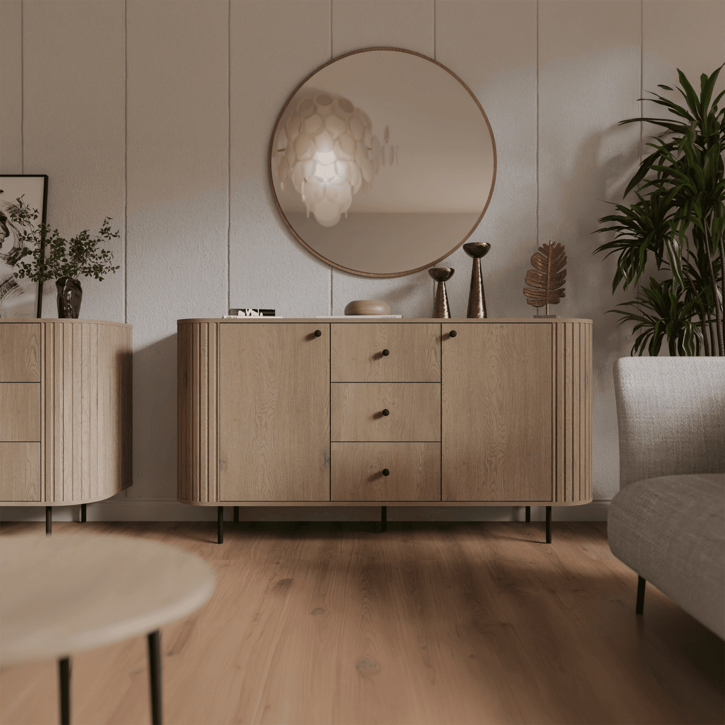 Komoda Fiero 165 cm trzy szuflady Dąb cremona