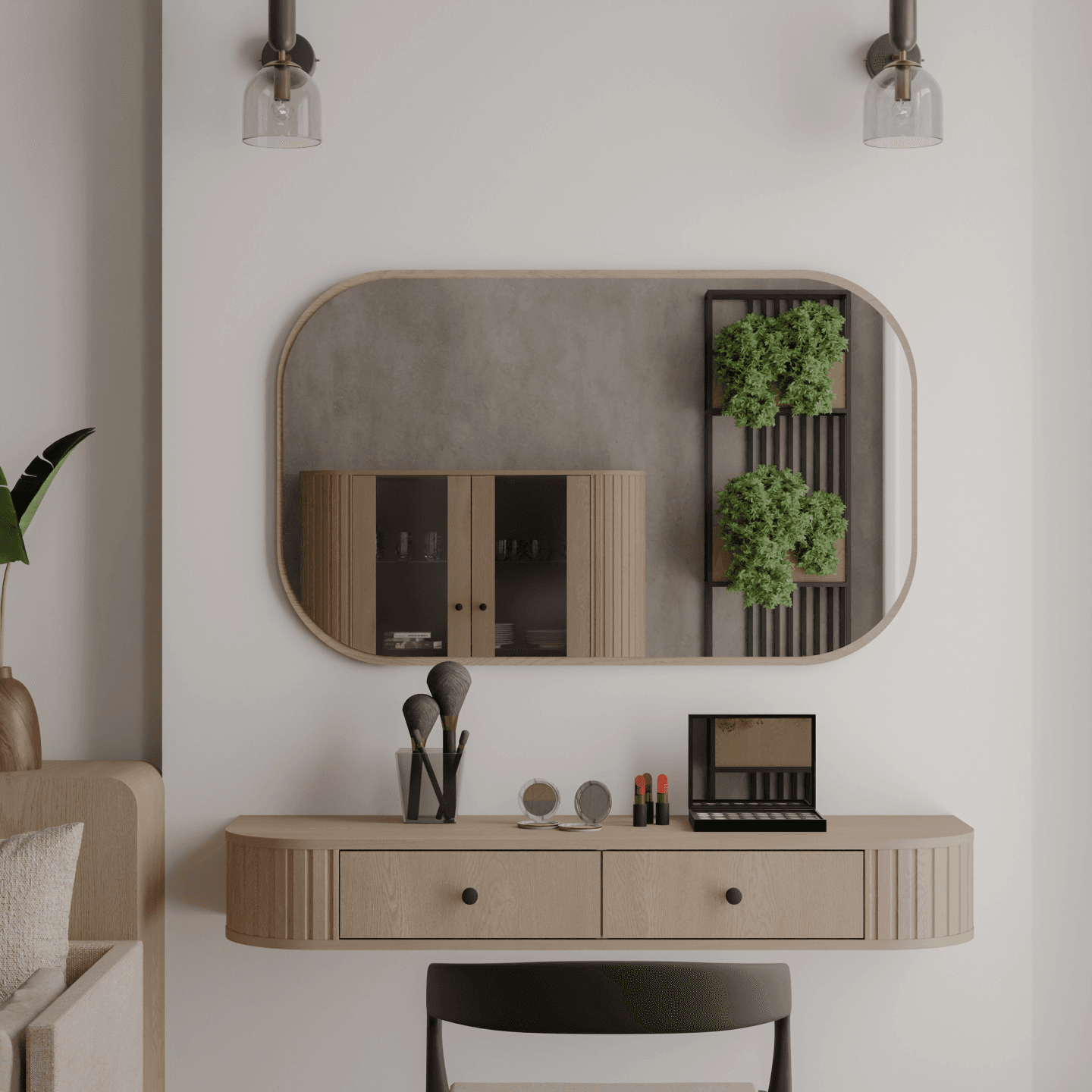 Owalne lustro Fiero 110 cm obrzeże Dąb cremona