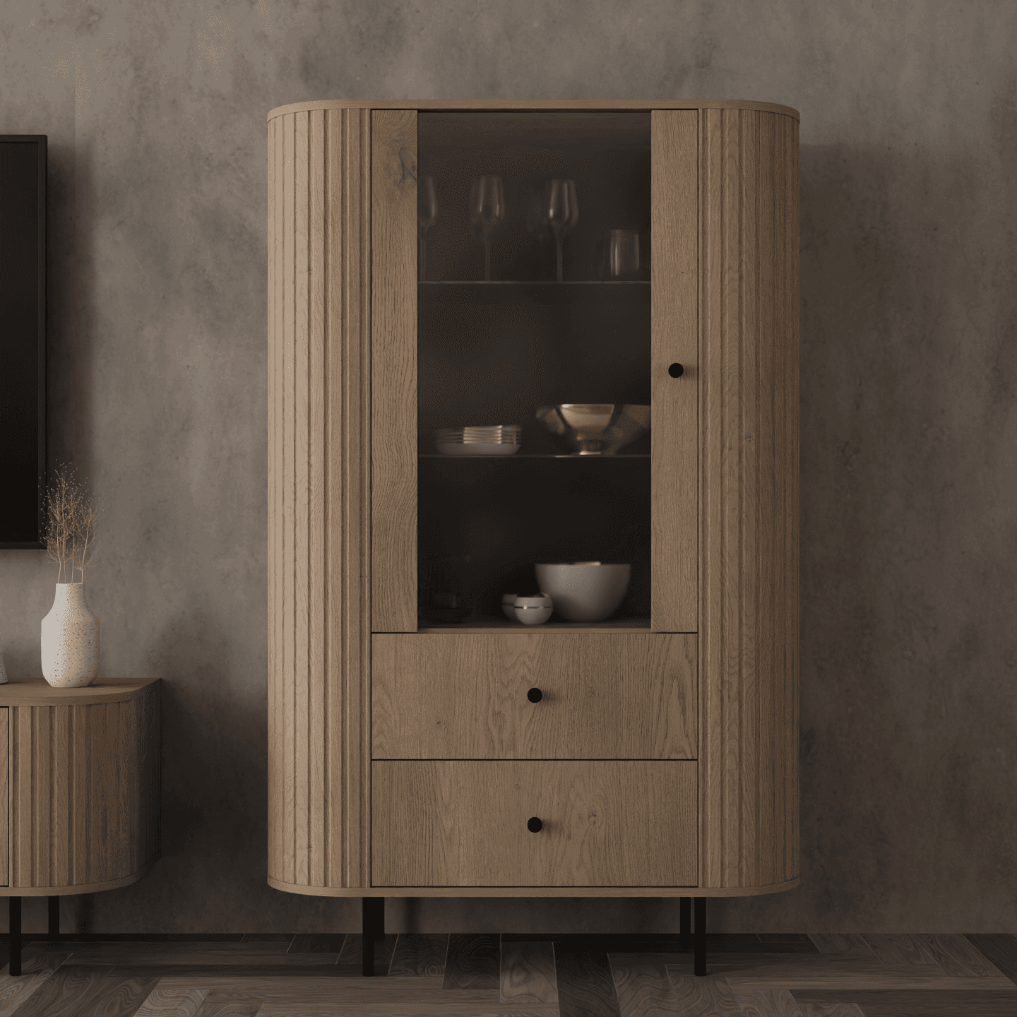 Witryna Fiero 98 cm Dąb cremona - zdjęcie 2