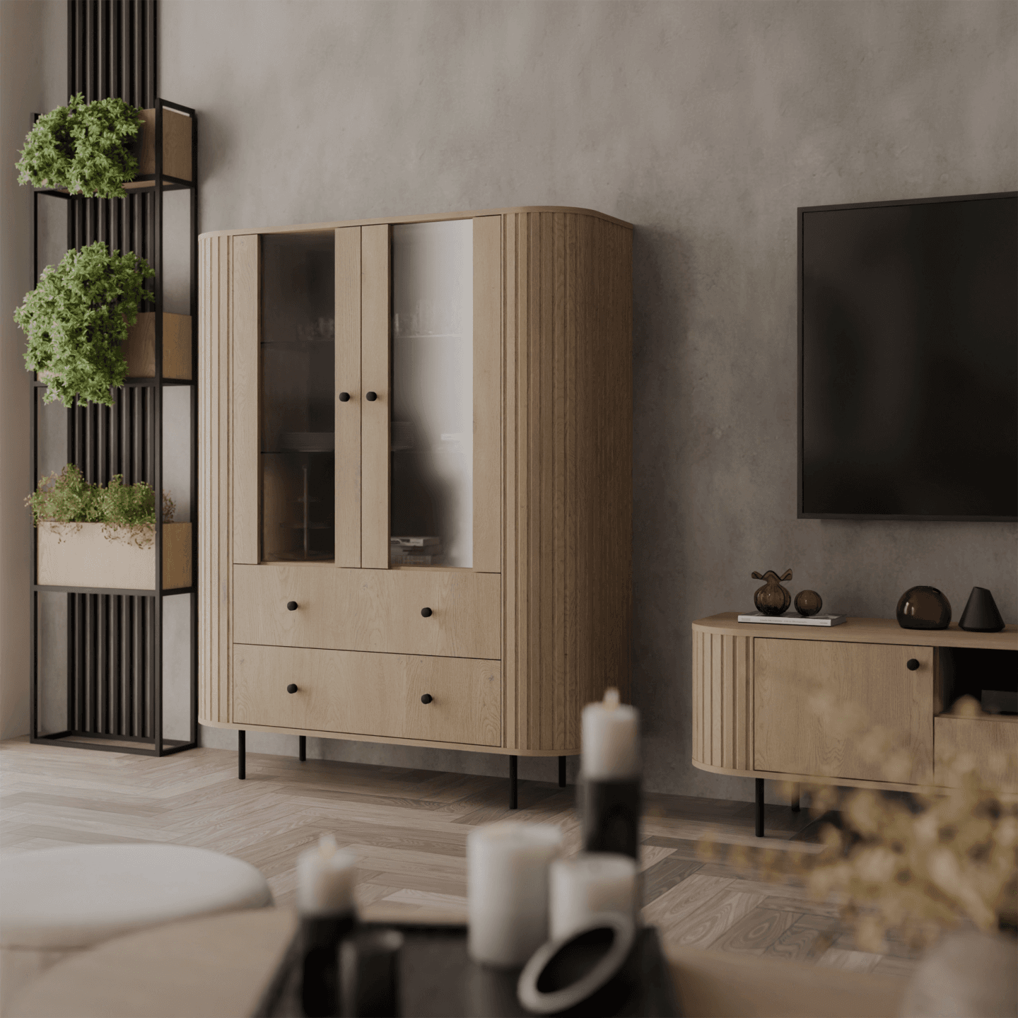 Witryna Fiero 123 cm Dąb cremona