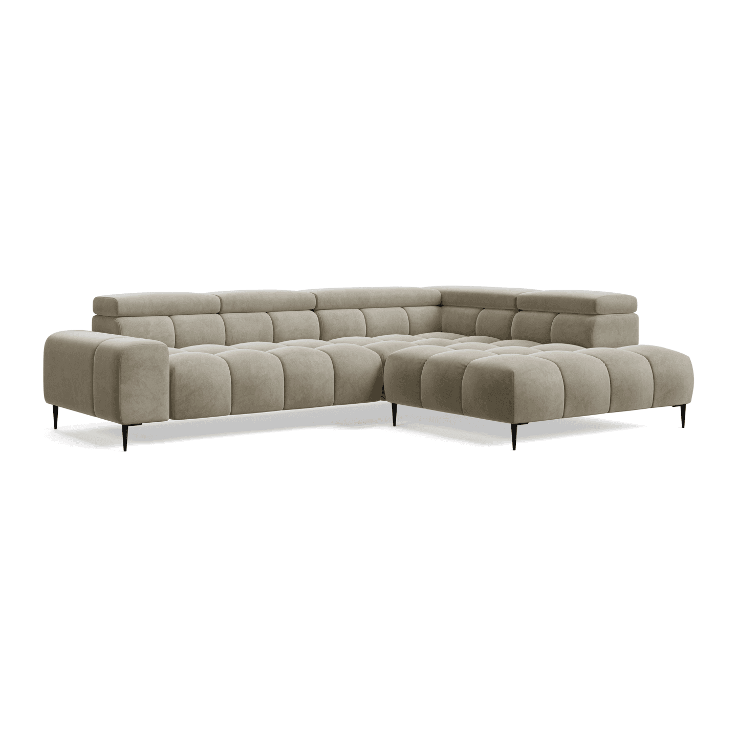 Ruchome zagłówki i pikowany narożnik PLAZA L do salonu