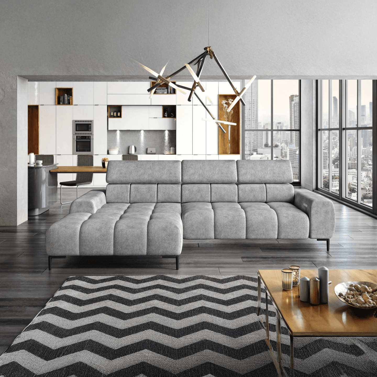 Narożnik PLAZA MINI elektryczny z zagłówkami - zdjęcie 2