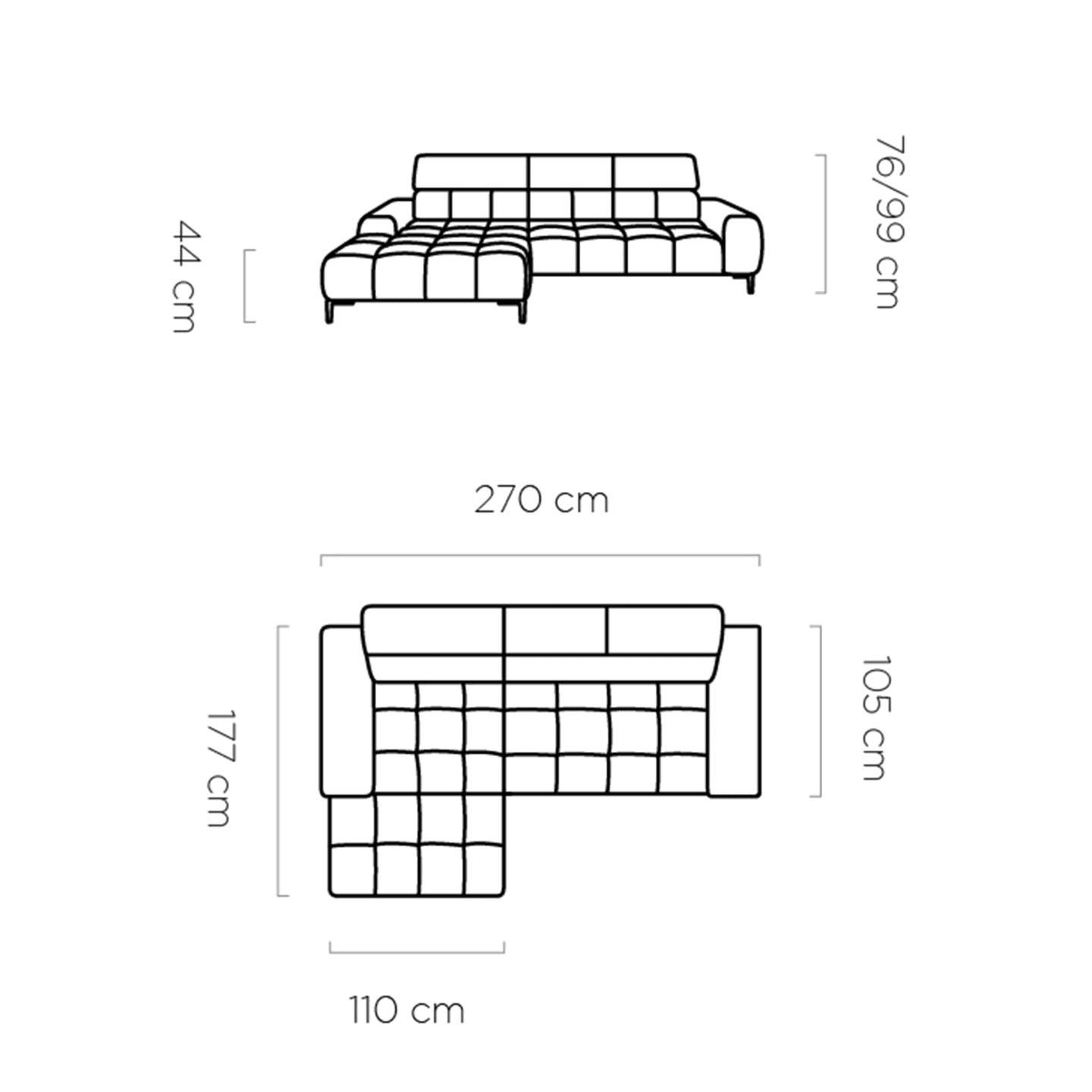 Narożnik PLAZA MINI z wysuwem i metalowymi nóżkami | Tkanina Solar 03