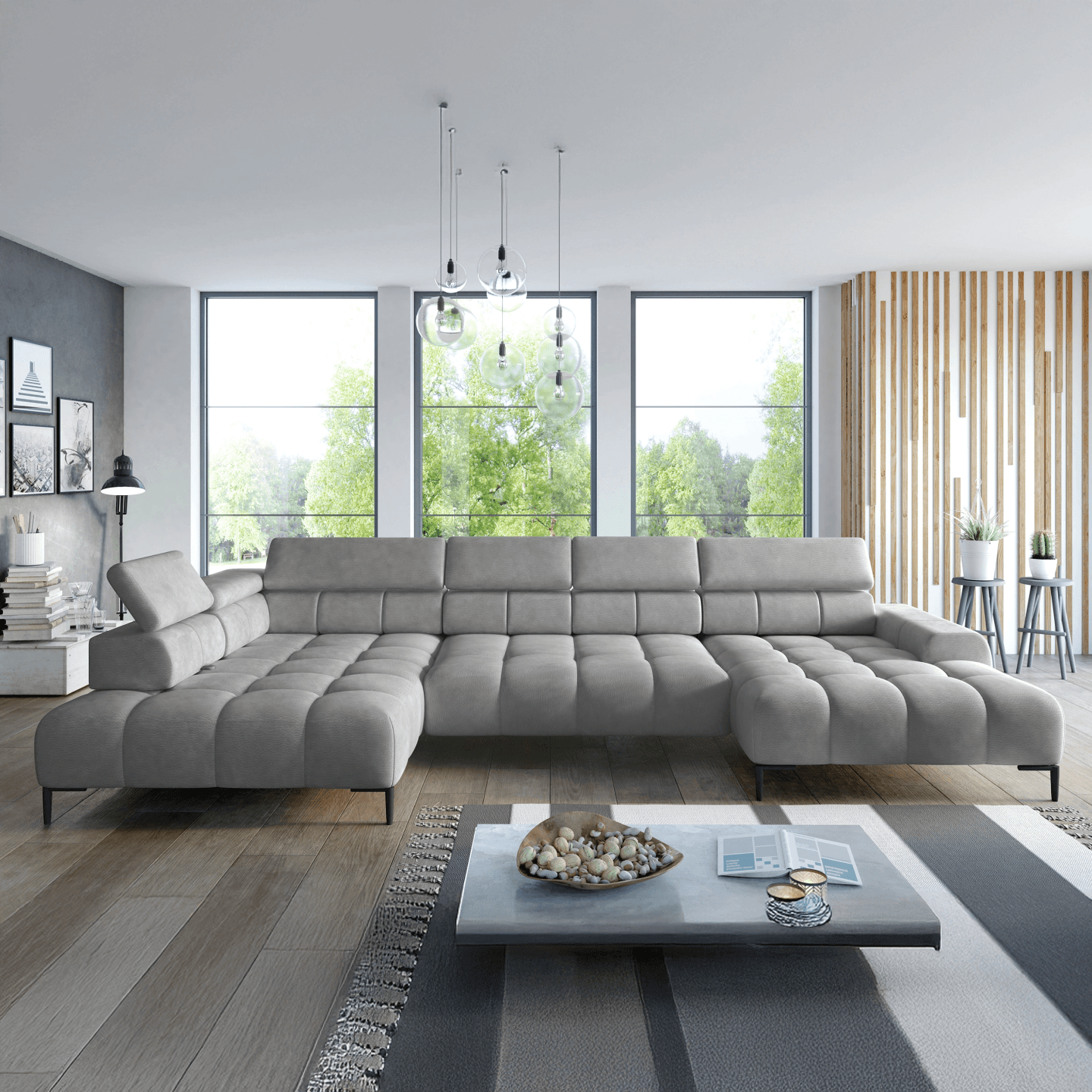 Narożnik PLAZA XL z ruchomymi zagłówkami i wysuwem
