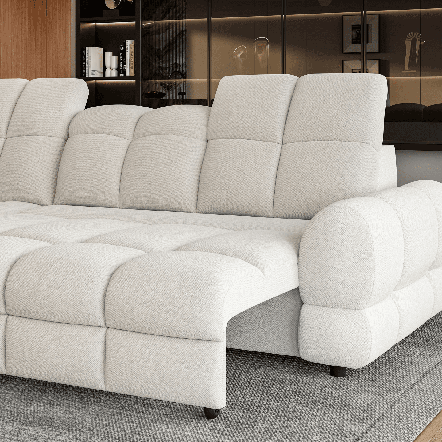 Komfortowy TOLLO L z funkcją spania i wysuwem siedziska | Tkanina Solar 16