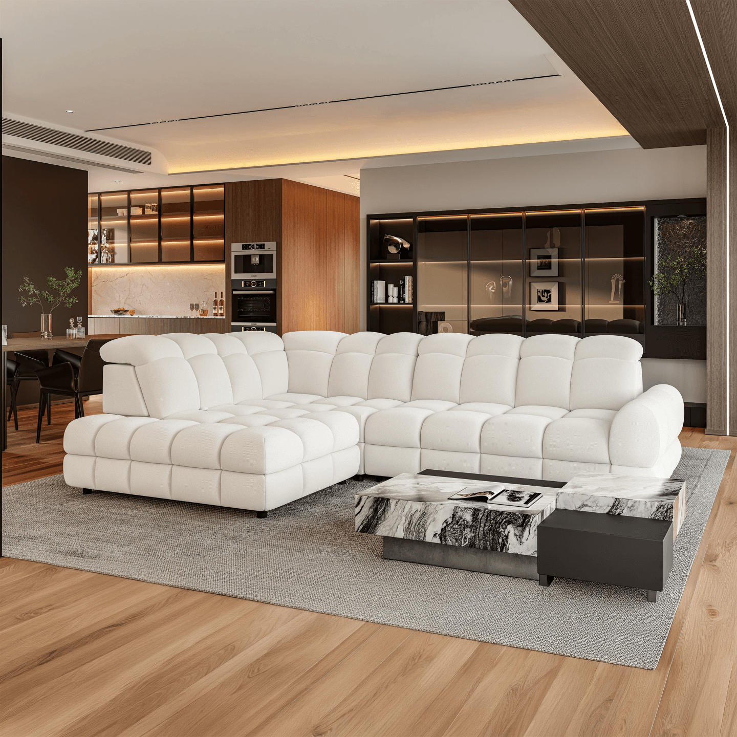 Narożnik TOLLO L pikowany z pojemnikiem na pościel