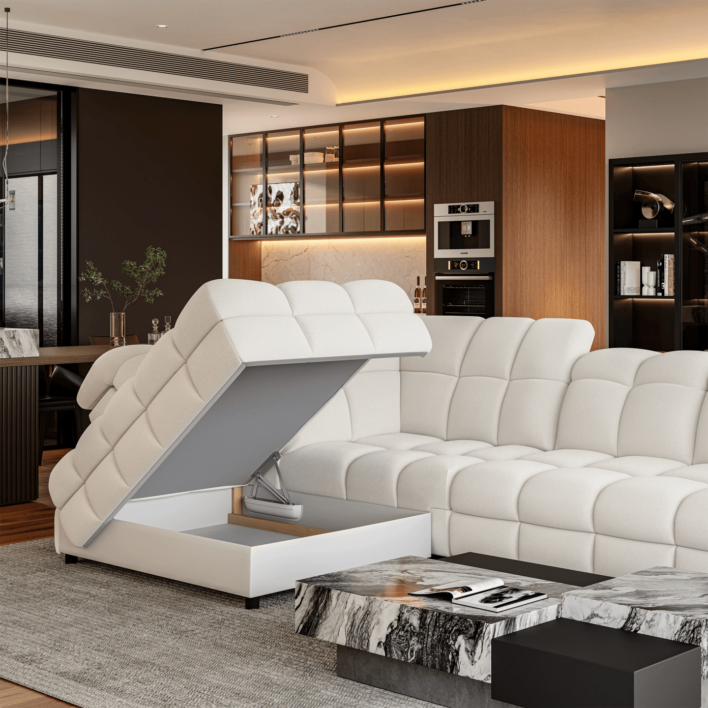 Komfortowy narożnik TOLLO L z pojemnikiem na pościel