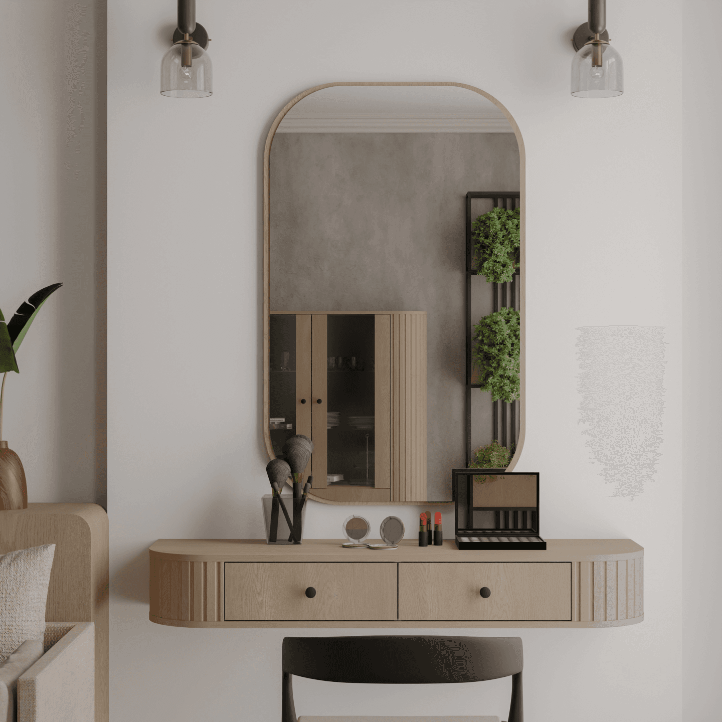 Owalne lustro Fiero 110 cm obrzeże Dąb cremona - zdjęcie 2