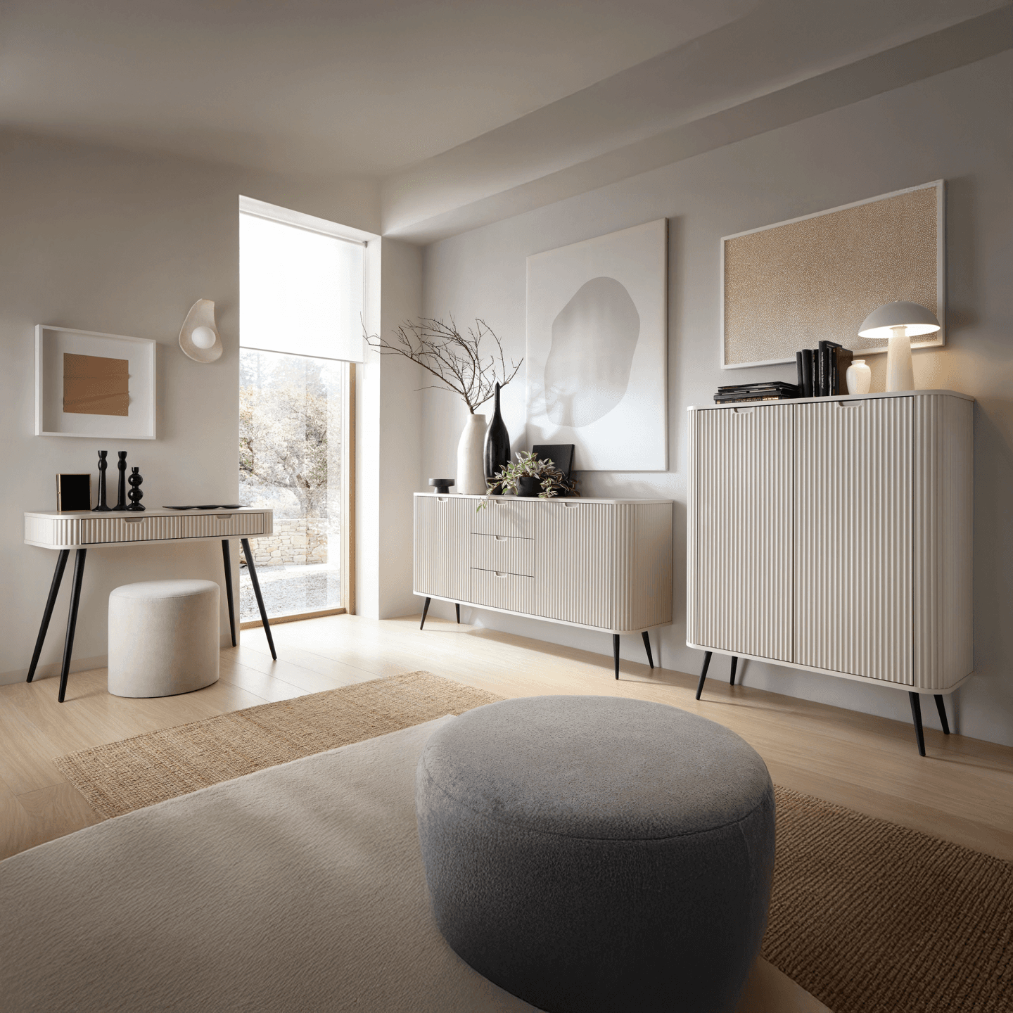 Komoda Nole 103 cm kaszmir + czarne nogi