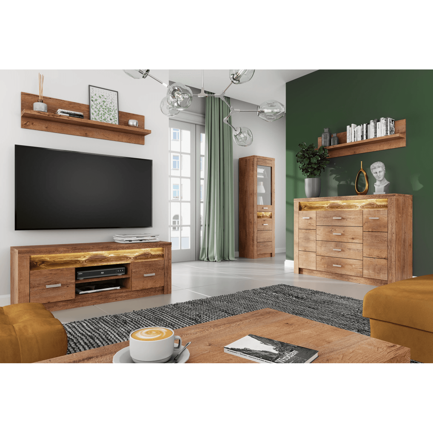 Półka szklana Monteri 138 cm Jesion Jasny - zdjęcie 2