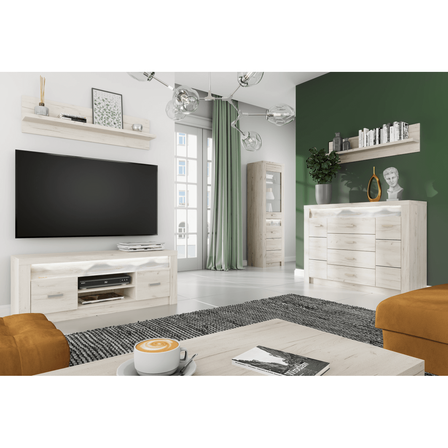 Szafka RTV Monteri 137 cm Kraft Biały - zdjęcie 2