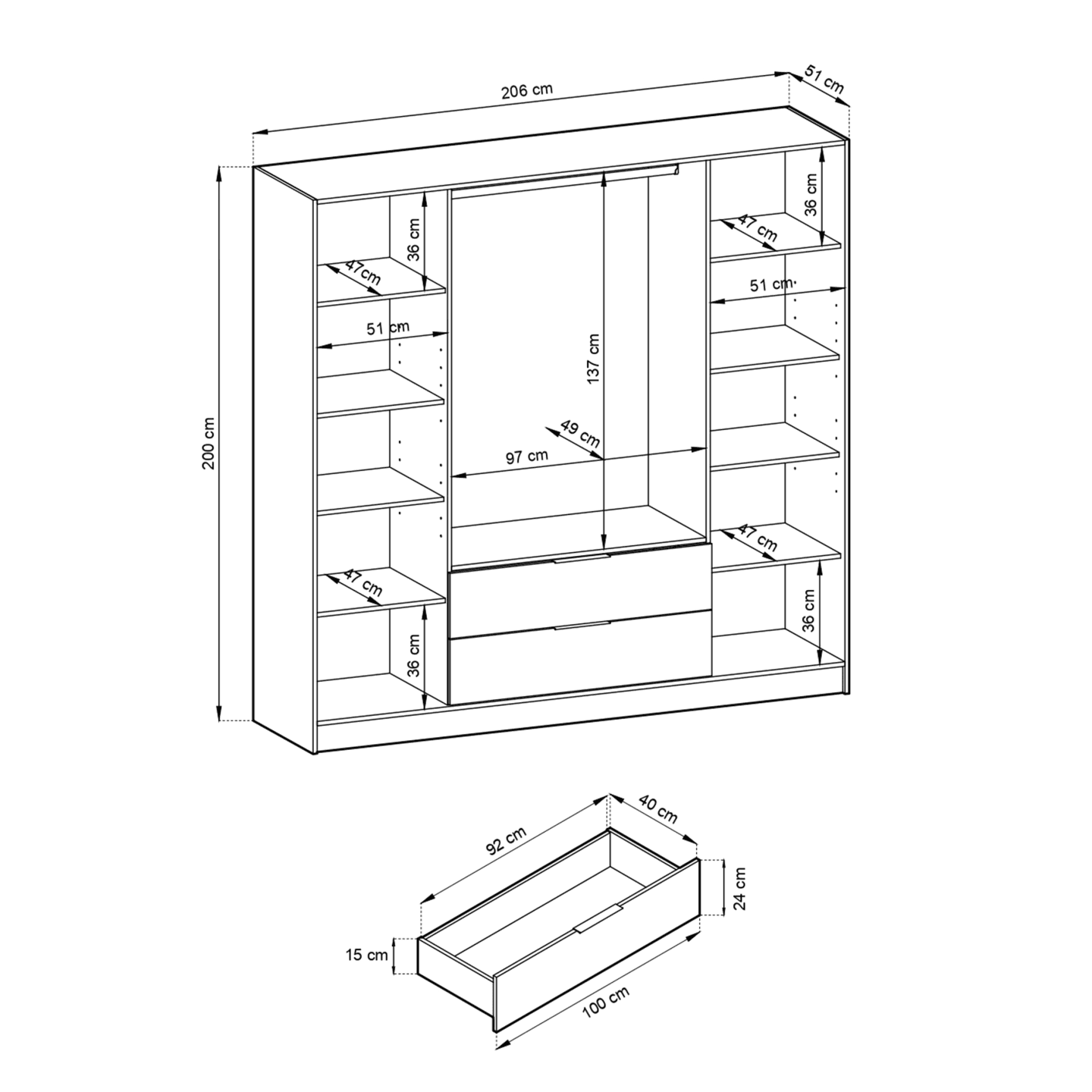 Szafa Melly 4DL Czarna