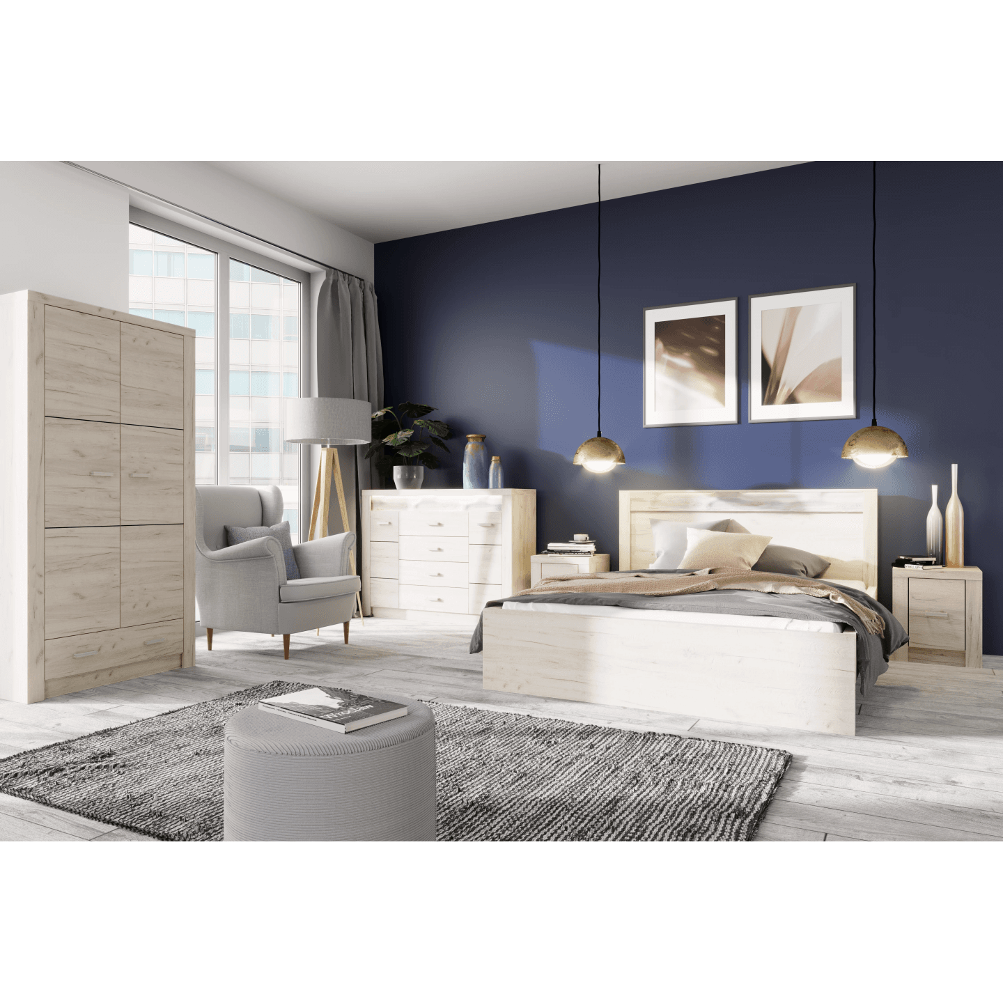 Stolik nocny Monteri 45 cm Kraft Biały - zdjęcie 2