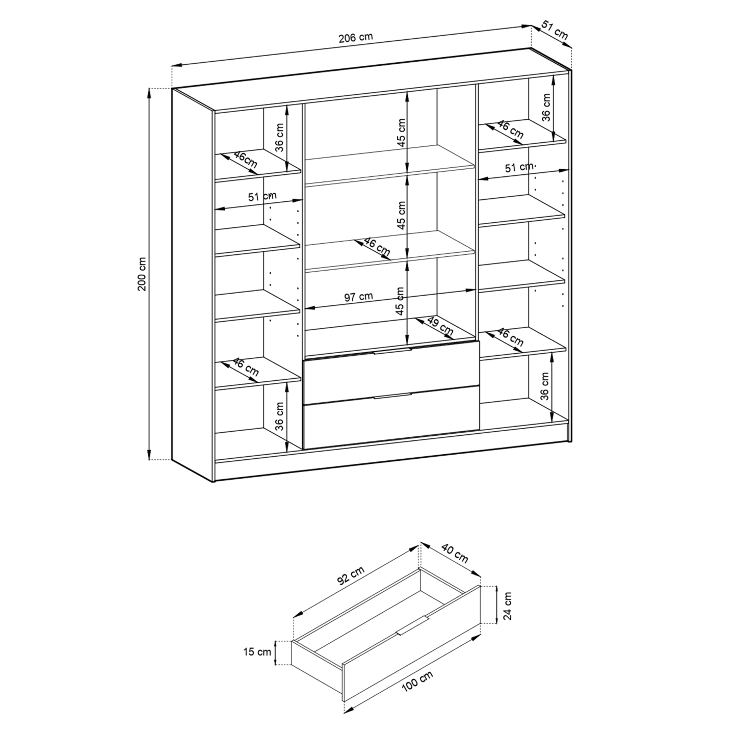 Szafa Melly 4DRD czarna