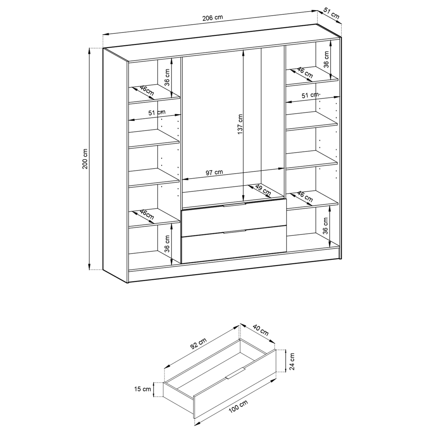 Szafa Melly 4DRM Drazek czarna