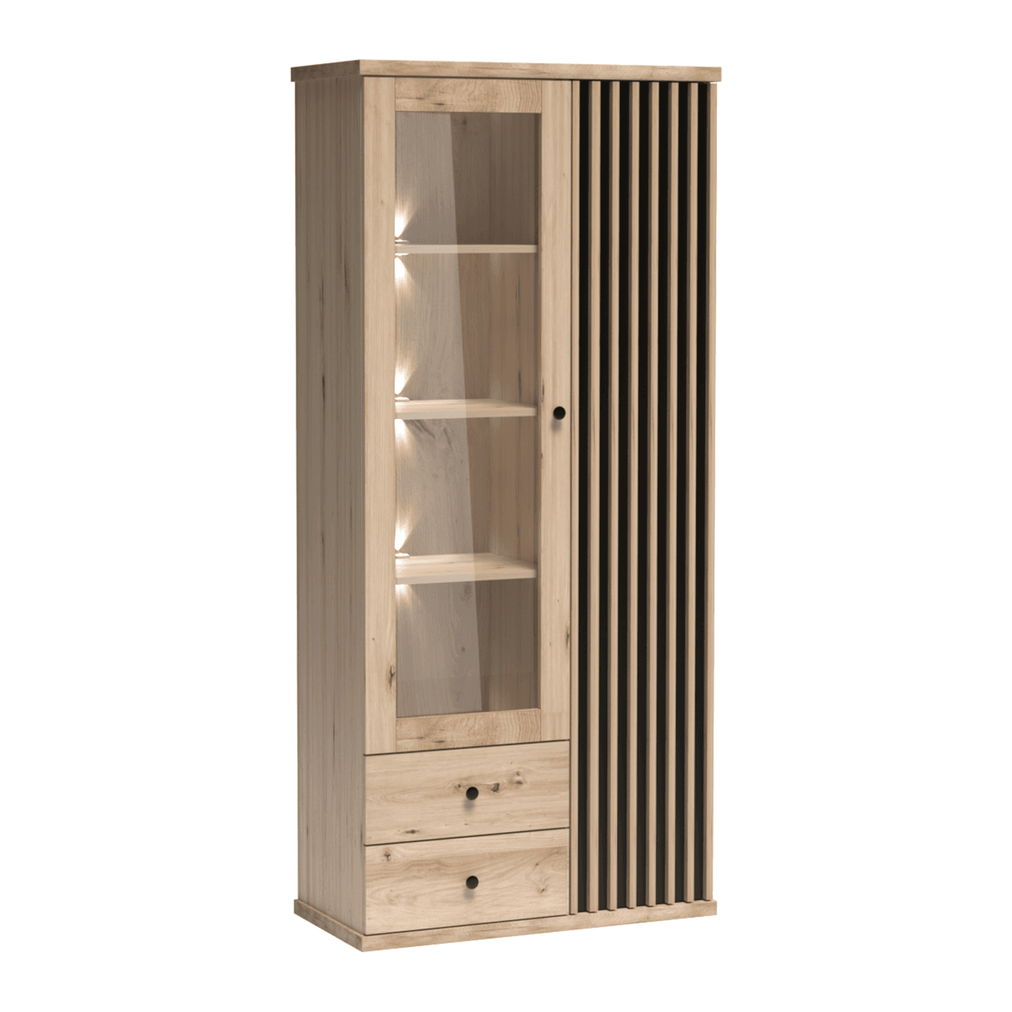 Witryna Norvian 87 cm Dąb Artisan + Czarny