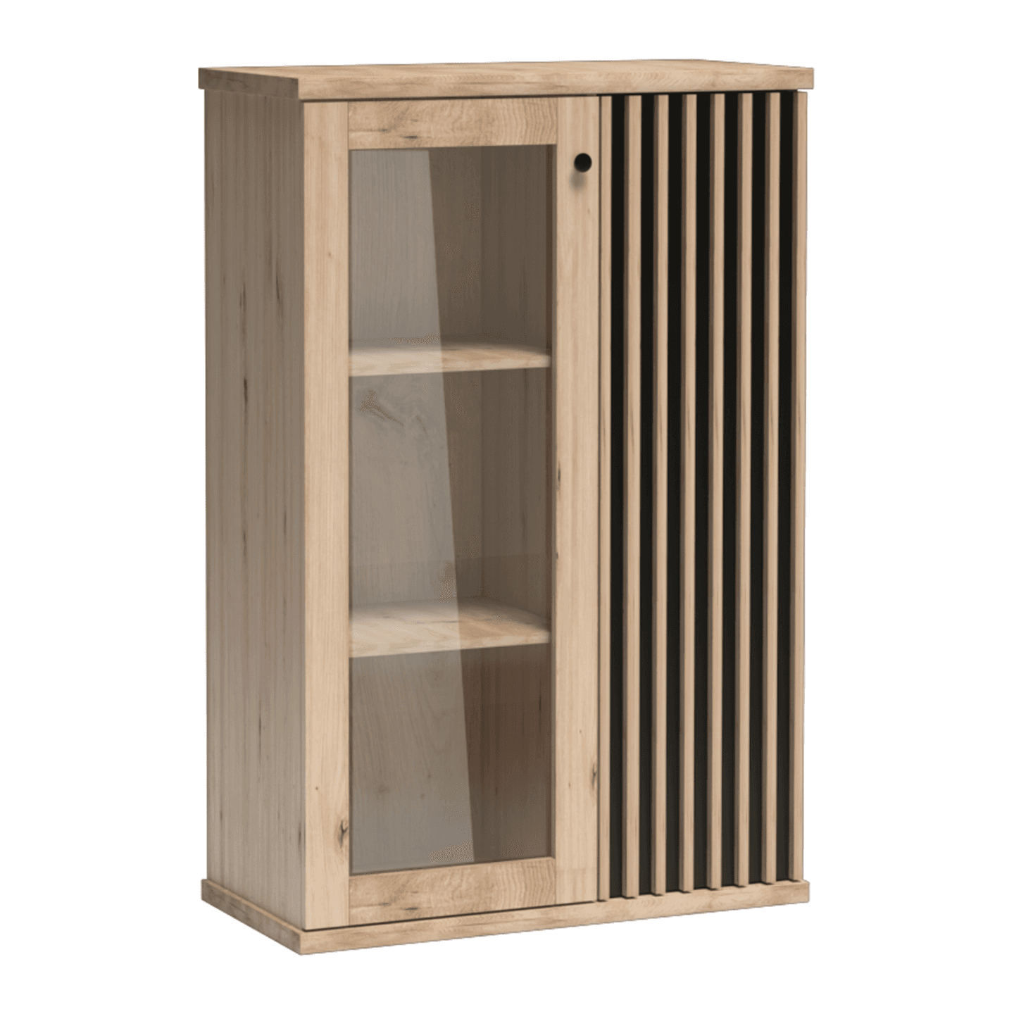 Witryna niska Norvian 87 cm Dąb Artisan + Czarny