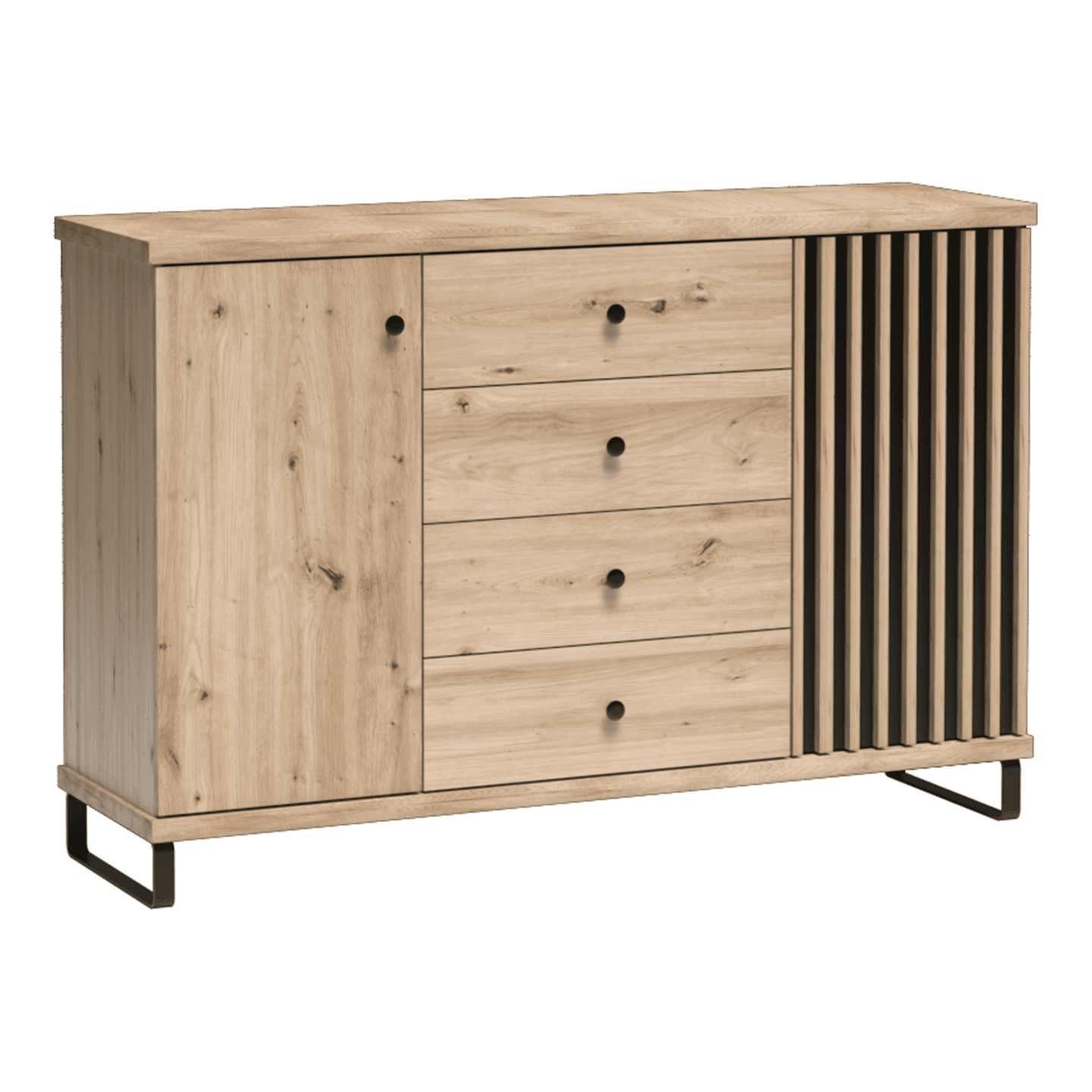 Komoda Norvian 142 cm Dąb Artisan + Czarny